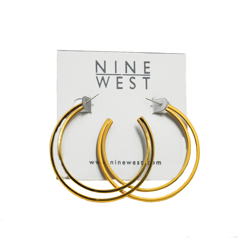 Nine west double hoop gold plated earring